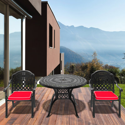 3 Cast Aluminum Patio In Black - , Ergonomic Design, Space Efficient Storage With Cushions Heat , Saving, Design For Relax