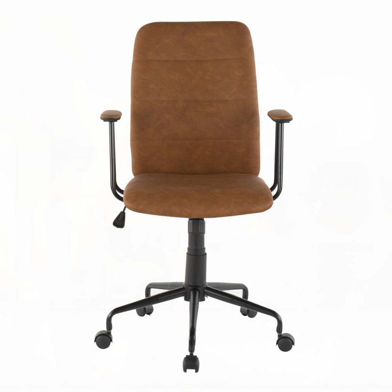 Chaise de bureau Fredrick en similicuir brun par Lumisource