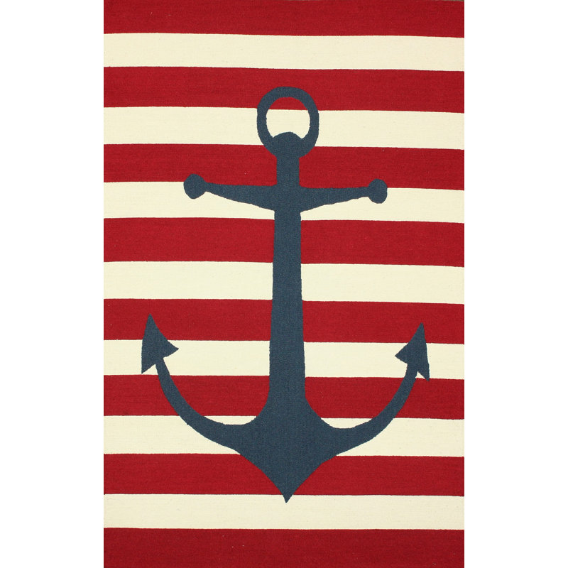 Tapis rouge à rayures Newport News, 7 pi 6 po x 9 pi 6 po