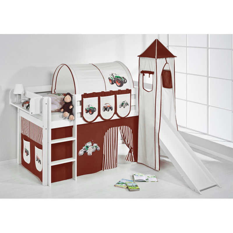 Trecker Single (3') Mid Sleeper Bed with Textile Set, Brown/Beige