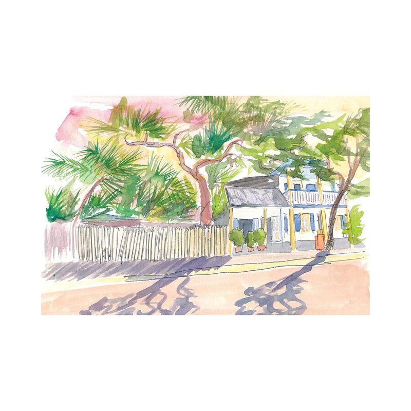 Key West Strolling Around Blue Heaven Thomas St by Markus & Martina Bleichner - Wrapped Canvas Gallery-Wrapped Canvas Giclée