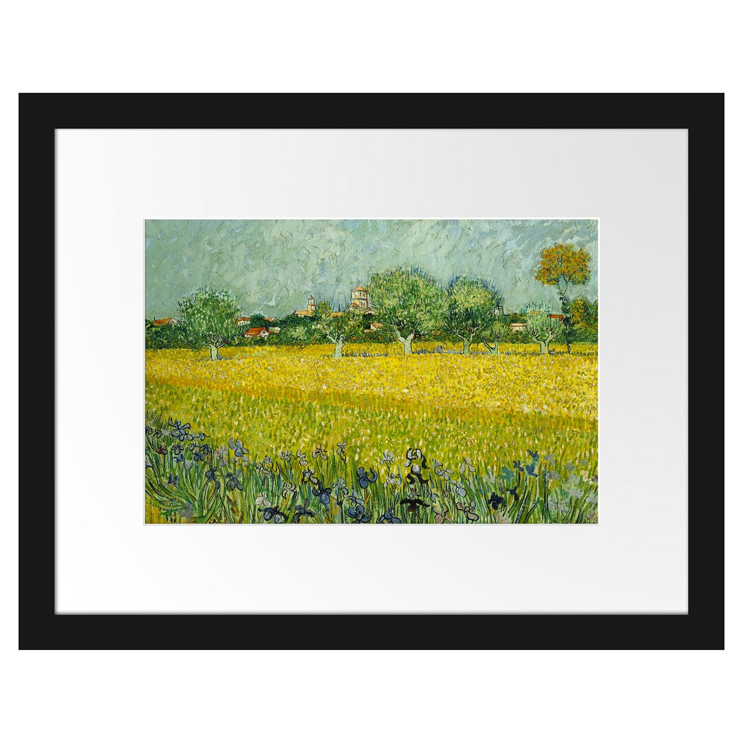 Gerahmter Kunstdruck Field with Flowers Near Arle von Vincent Van Gogh