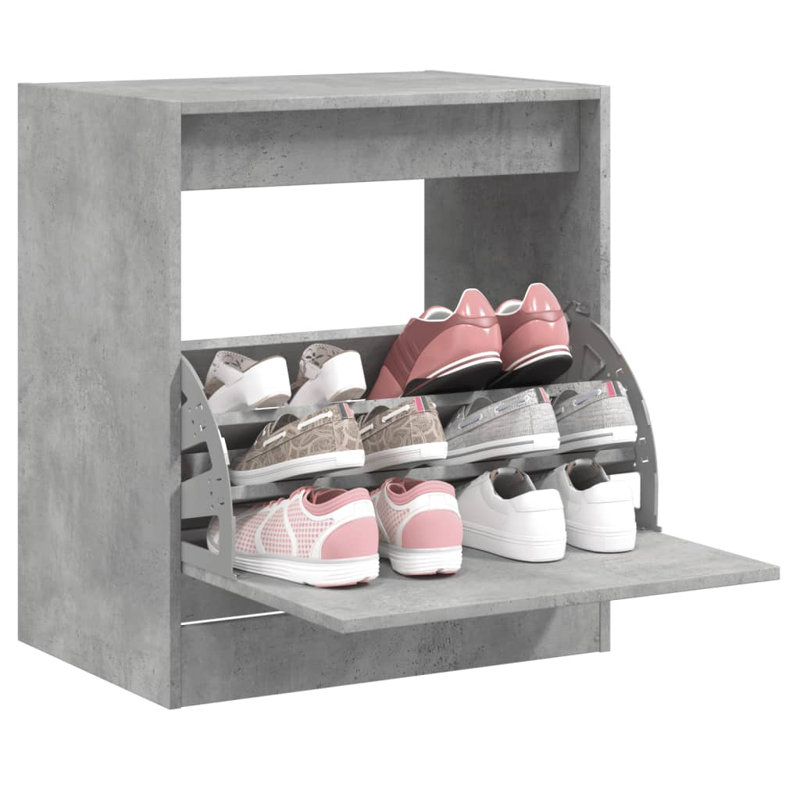 10 Pair Shoe Storage Cabinet, Concrete Grey