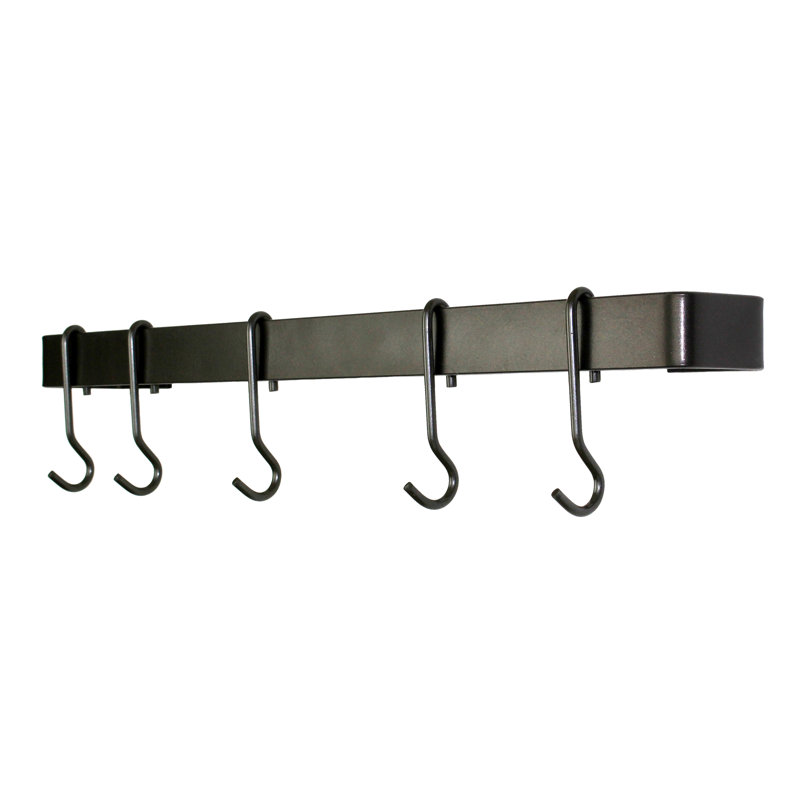 Utensil Bar Handcrafted Wall Mounted Pot Rack, 3" H x 24" W x 3" D, Brushed Copper