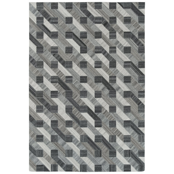 Brayden Studio® Gadsden Handmade Flatweave Faux Cowhide Gray Rug | Wayfair Gadsden Handmade Flatweave Faux Cowhide Gray Rug