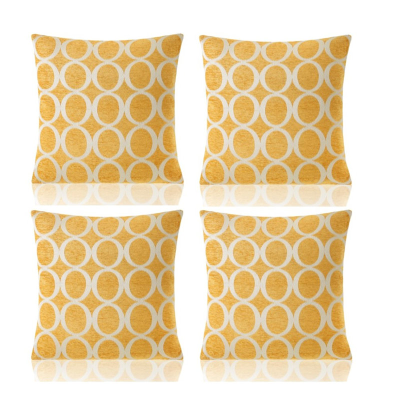 Broward Oh Geometric Cushion with Filling, Ochre, 45cm H x 45cm W x 15cm D