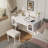 Vanity Makeup Table & Chair Set with Spacious Storage and Built-in Power Strip, Perfect for Organized Beauty Routines.-19925289