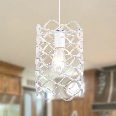 1-Light Kitchen Island Pendant With Metal Accents