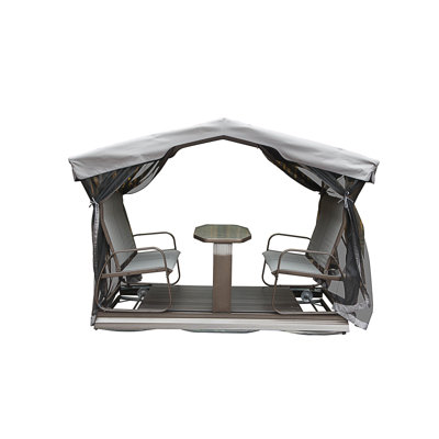 4-Seat Outdoor Glider Benches With Canopy