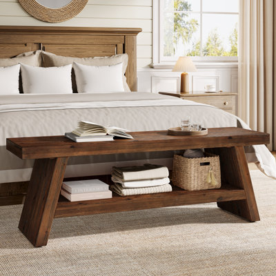 Banc d'entrée en bois massif à 2 niveaux, banc de chaussures pour l'intérieur