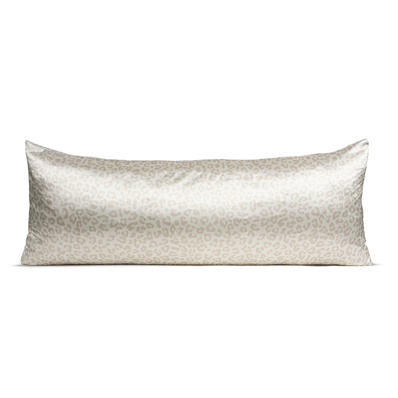 Ivory and Gold Satin Cheetah Print Body Pillow Cover