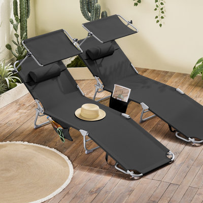 63cm Long Reclining Sun Lounger Set with Cushions