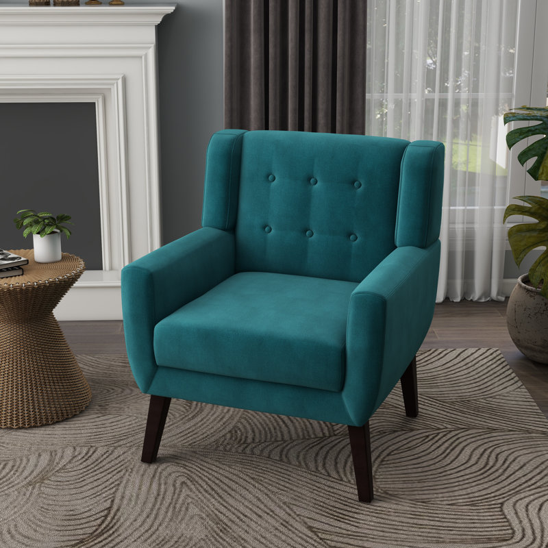 Stephanny Upholstered Armchair, Blue Velvet