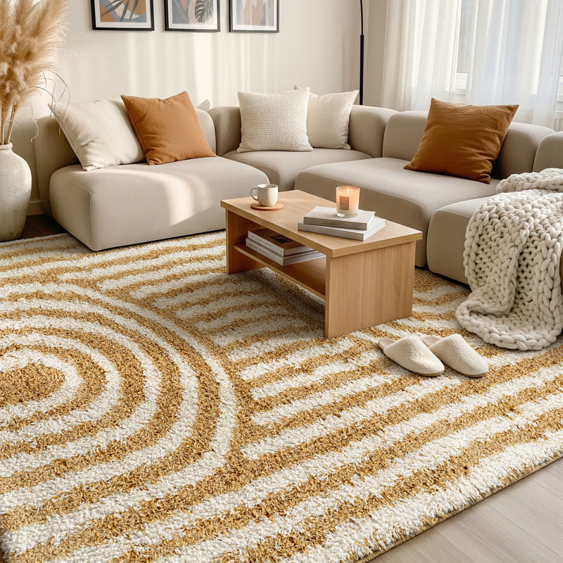 Geometric Shag Area Rug, Rectangle 201 x 290 cm