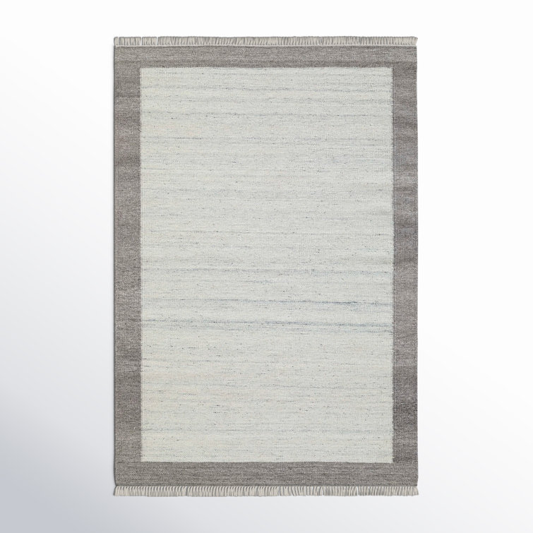 Kaylee Hand Turfed Wool Area Rug in Gray/Ivory