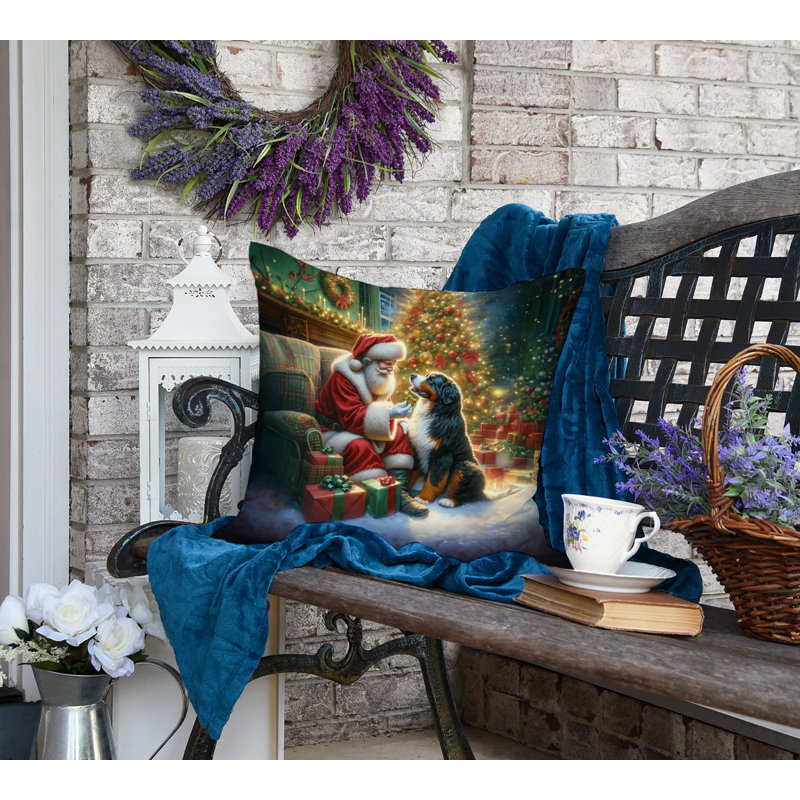Coussin Bernese Mountain Dog and Santa Claus, H 18 po x l 18 po