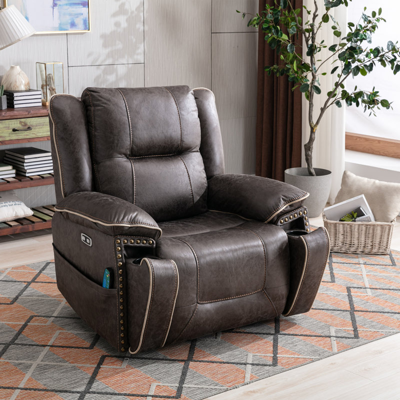 Fauteuil inclinable électrique en cuir végétalien à double moteur Khristina, Similicuir gris