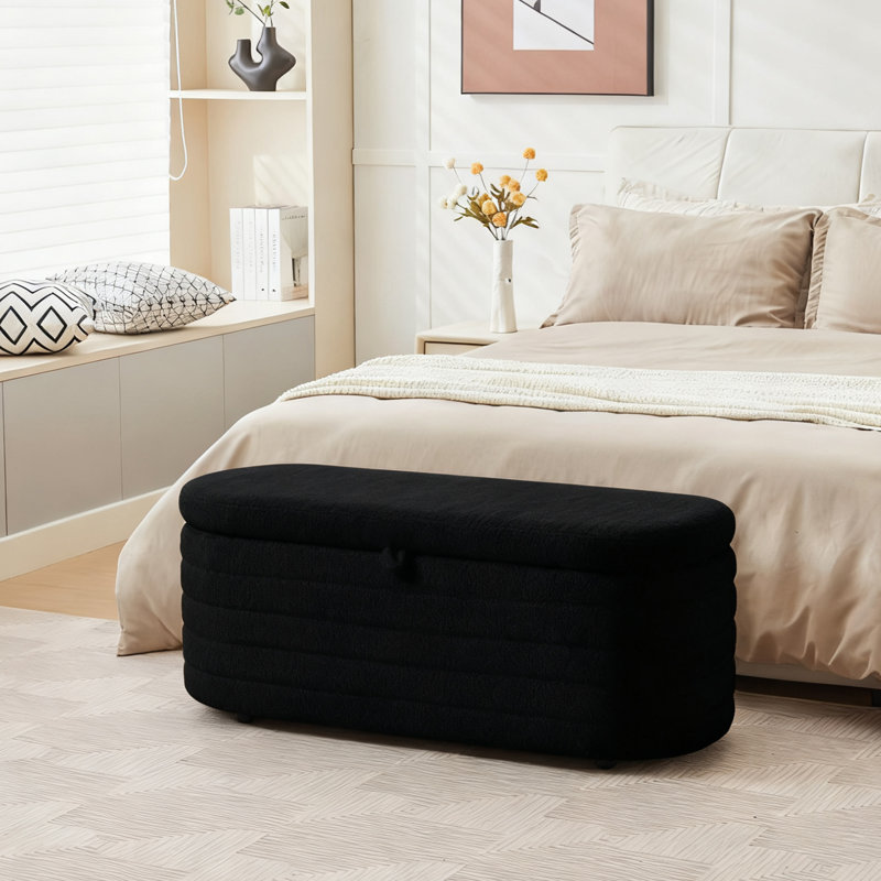Banc de rangement avec repose-pieds Skandar, Noir