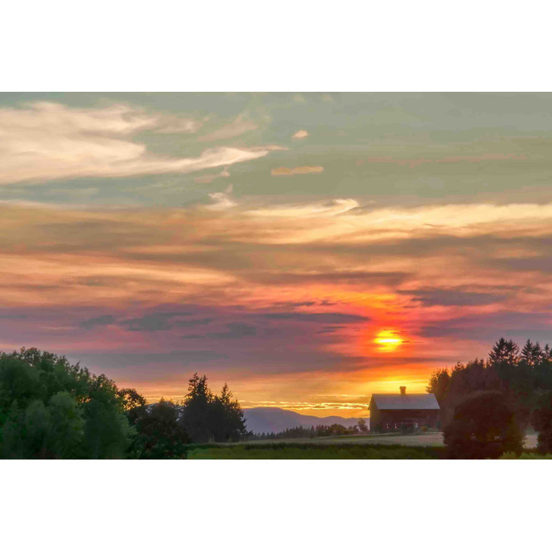 Barn On The Ridge At Sunset by Don Schwartz - Wrapped Canvas Print, 102 cm H x 152 cm W
