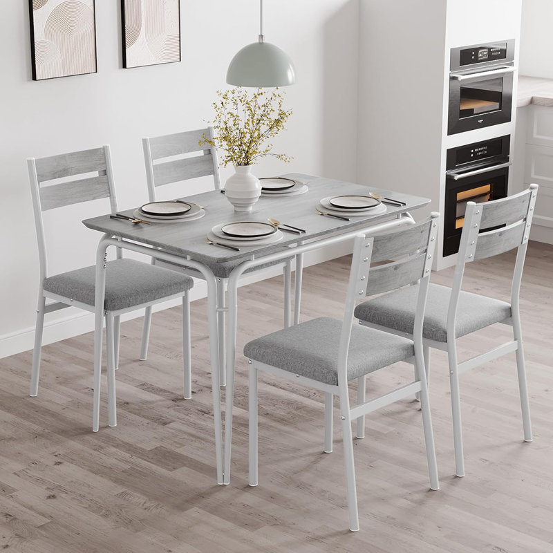 Dining Set, Light Grey/White