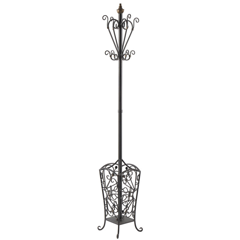 Metal Vintage Style Black Coat Rack with Scroll Designs
