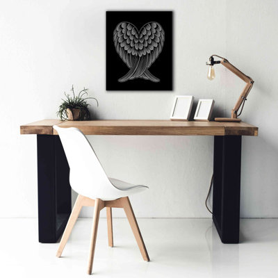 «Heart Wings On Black» par Rachel Caldwell, art mural sur toile