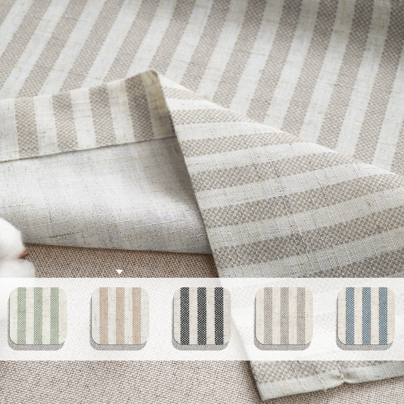 Linen Striped Valance for Windows Farmhouse Double Layered Valance for Kitchen Bathroom RV Rod Pocket, Gray/Beige