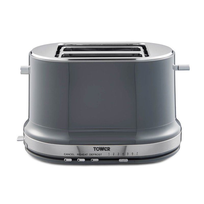 Tower Belle 2-Slice Toaster with 7 Browning Settings, Defrost/Reheat/Cancel, 800 W, Graphite