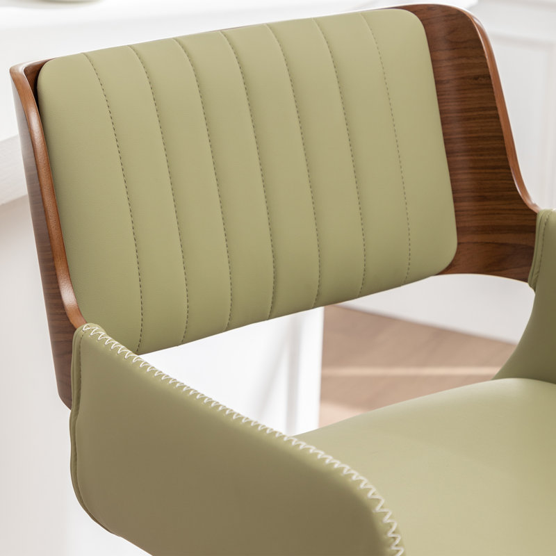 Modern Faux Leather Upholstered Swivel Stools, Green, Counter Stool (26.57"Seat Height)