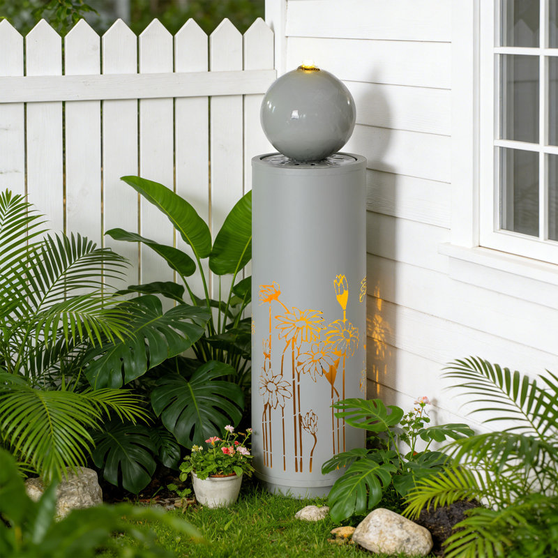 Jax 34.25'' H Outdoor Freestanding Metal Water Fountain with LED Lights