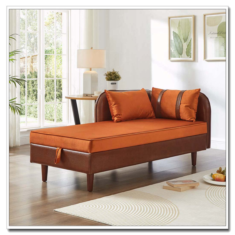 Méridienne de rangement 65 ", Orange et brun foncé