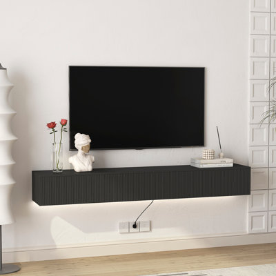 69" Wall Mounted TV For Tvs Up To 65'', Floating TV Stand With LED Lights & Power Outlet