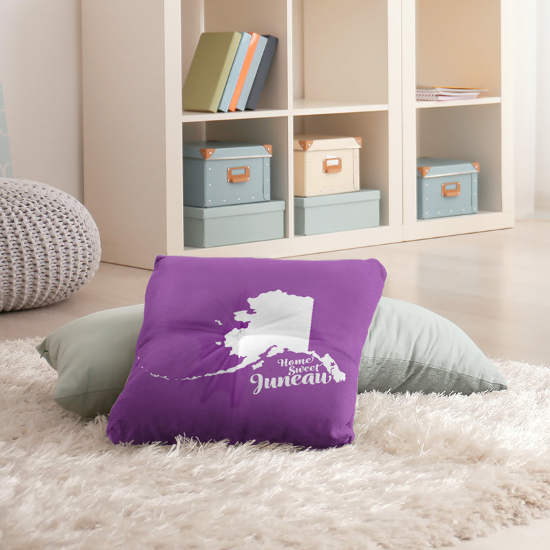 Reversible Throw Pillow, 30" H x 30" W, Juneau/Alaska, Violet