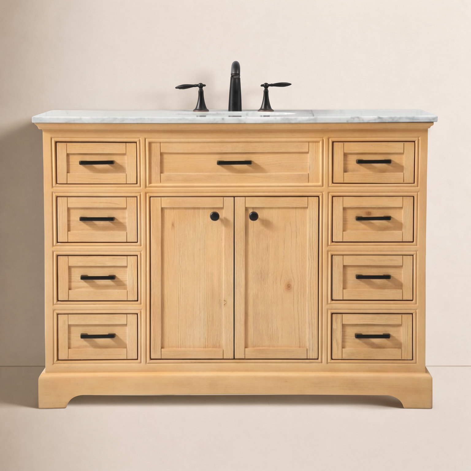 Hermes 48'' Single Bathroom Vanity, Natural Wood