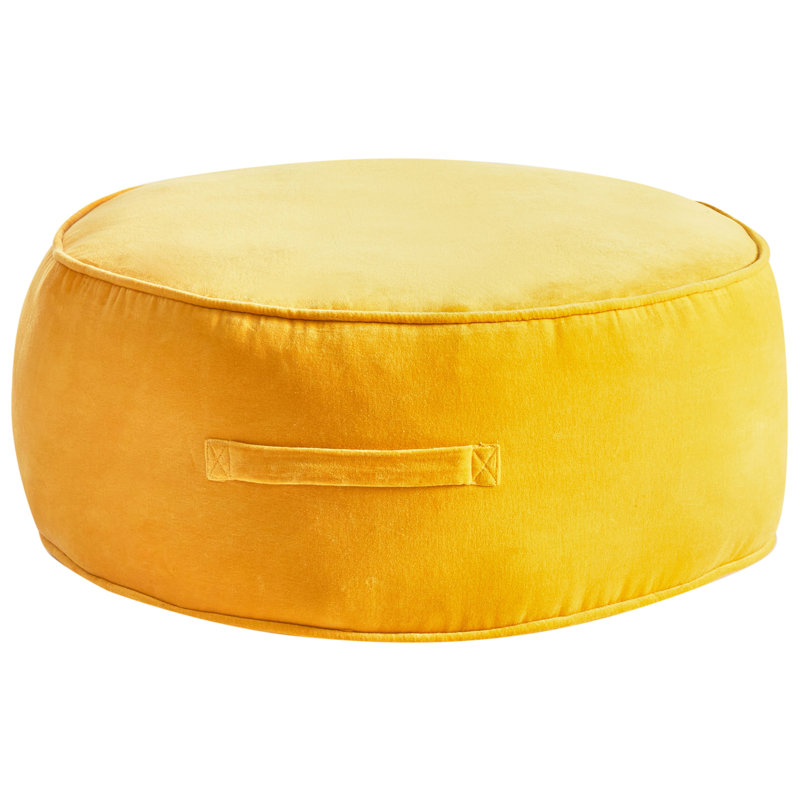 60cm Wide Round Solid Colour Pouffe Ottoman, Yellow