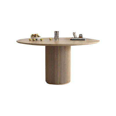 Burlywood Round Solid Wood Dining Table