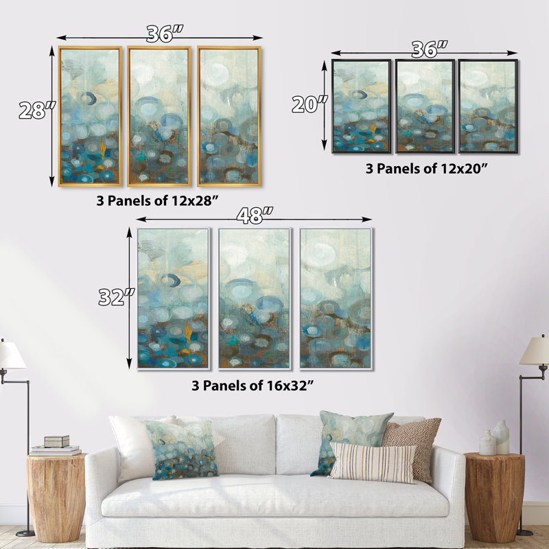 «Blue and Bronze Dots On Glass II», ensemble d'art moderne sur toile encadrée moderne et contemporain