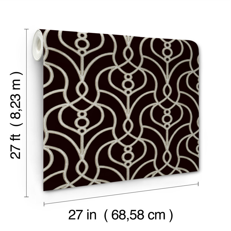 Divine Trellis Geometric Shapes Roll, Black