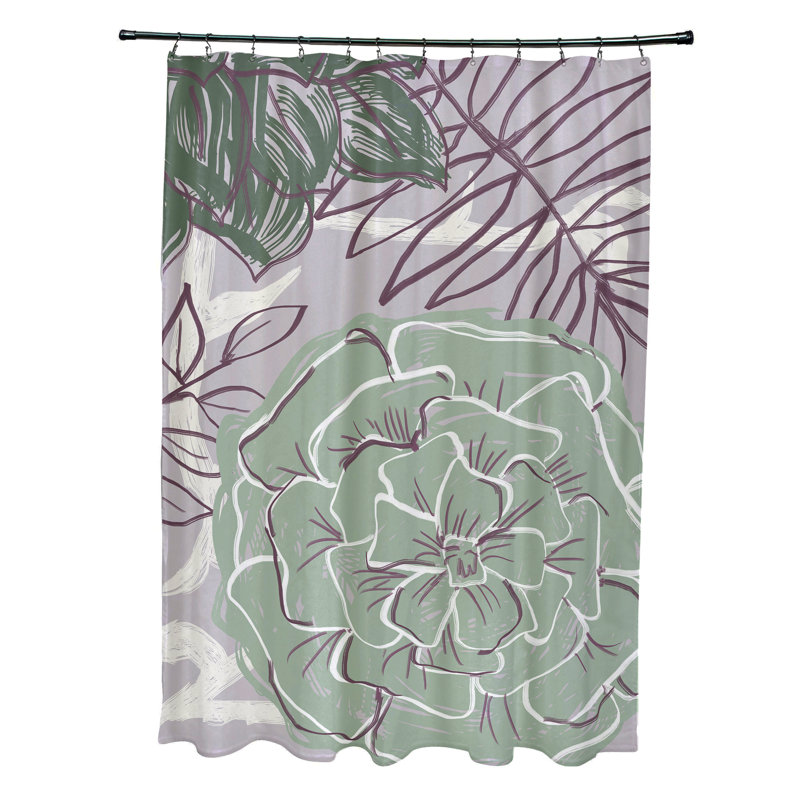 Altom Floral Shower Curtain, Green