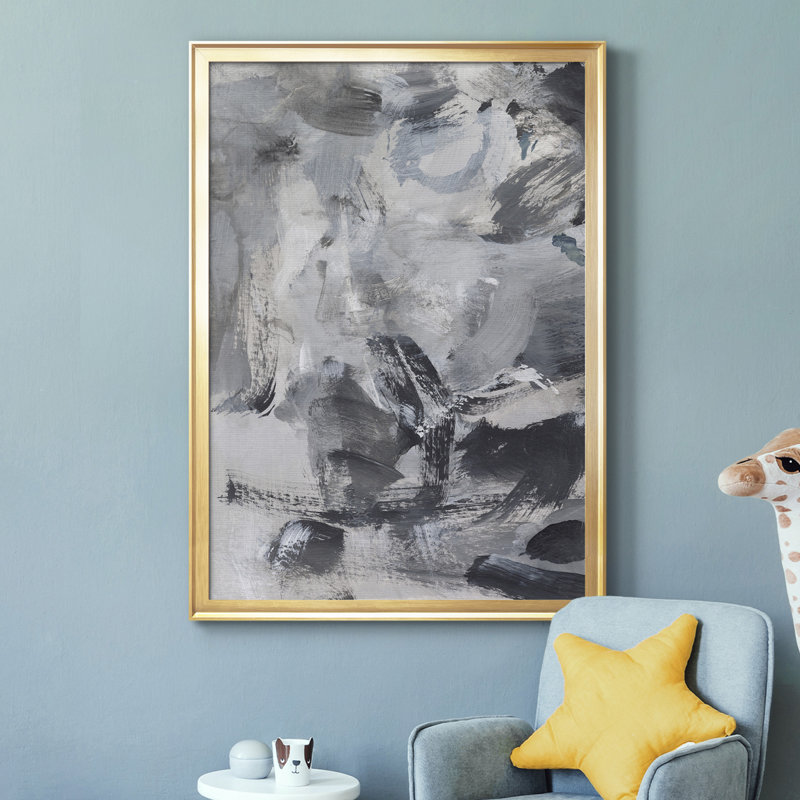 «Black & White Mix I», reproduction sur toile encadrée, H 36,5 po x l 26,5 po x P 1 po, Cadre doré