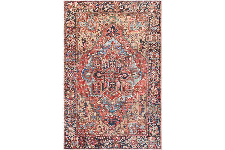 Crook Oriental Flatweave Bright Red/Wheat/Grass-Green Area Rug