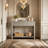39.4'' Fluted Console Table with Drawers, Narrow Entryway Table with Storage Shelf-1995411079