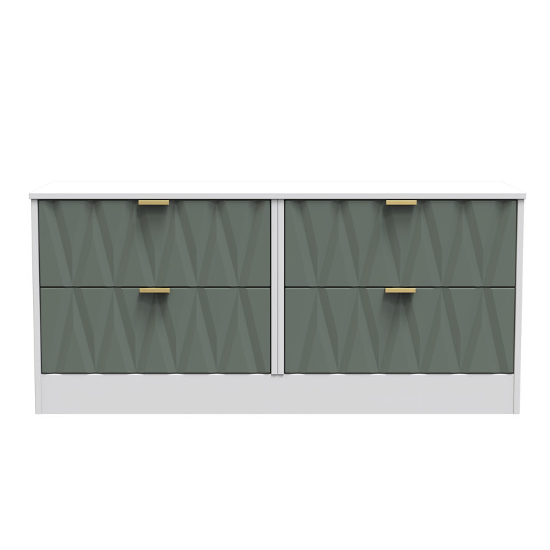 Besmir 4 Drawer Bed Box (Ready Assembled), Reed Green/White