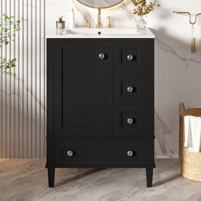 24-inch Bathroom Vanity with an integrated ceramic basin