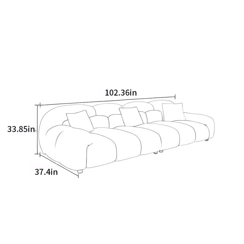Canapé simple en tissu crème Cloud Duo, H 33,85 po x l 102,36 po x P 37,4 po, 4