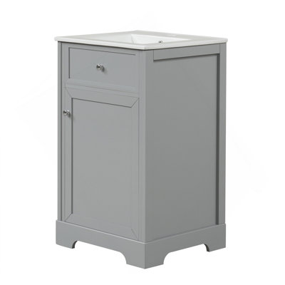 20" Bathroom Vanity With Sink, Bathroom Cabinet With Soft Closing Door, Storage Rack And Adjustable Shelve, Grey