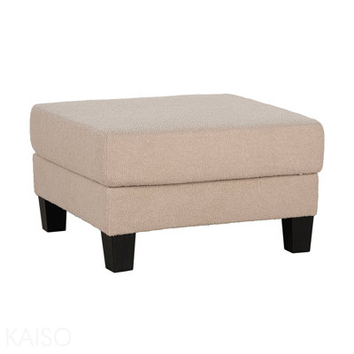 Repose-pieds contemporain avec rangement, pieds en bois - beige