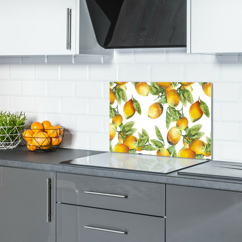 Atlasburg Tempered Glass Lemons Leaf Chopping Board, 52cm x 60cm