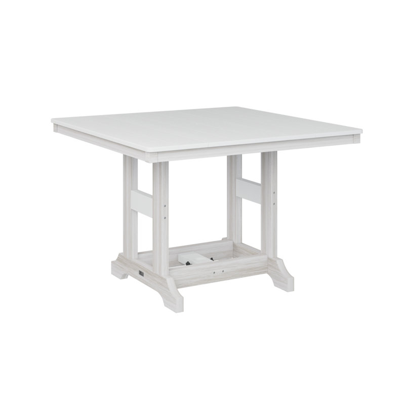 Garden Classic Outdoor Square Bar Table, White, Seashell