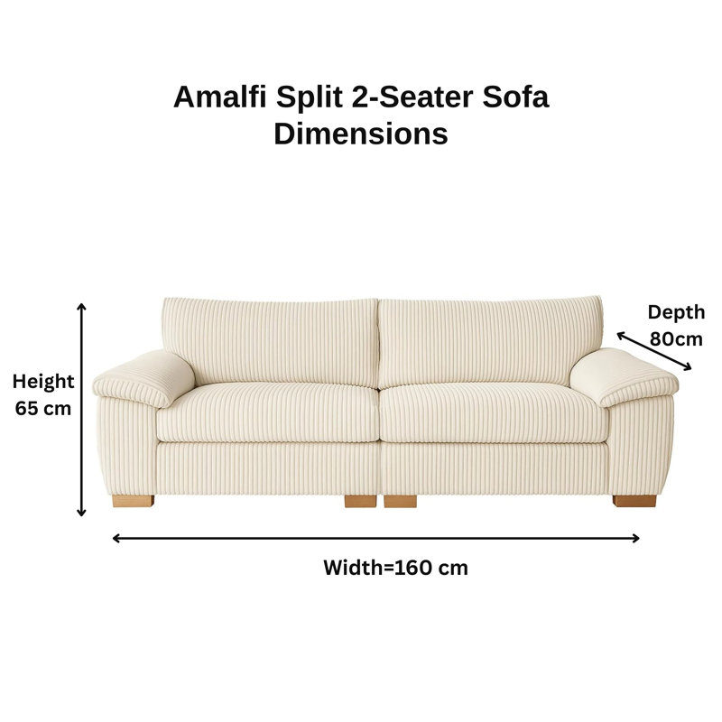 2 Seater Corduroy Sofa, Cream